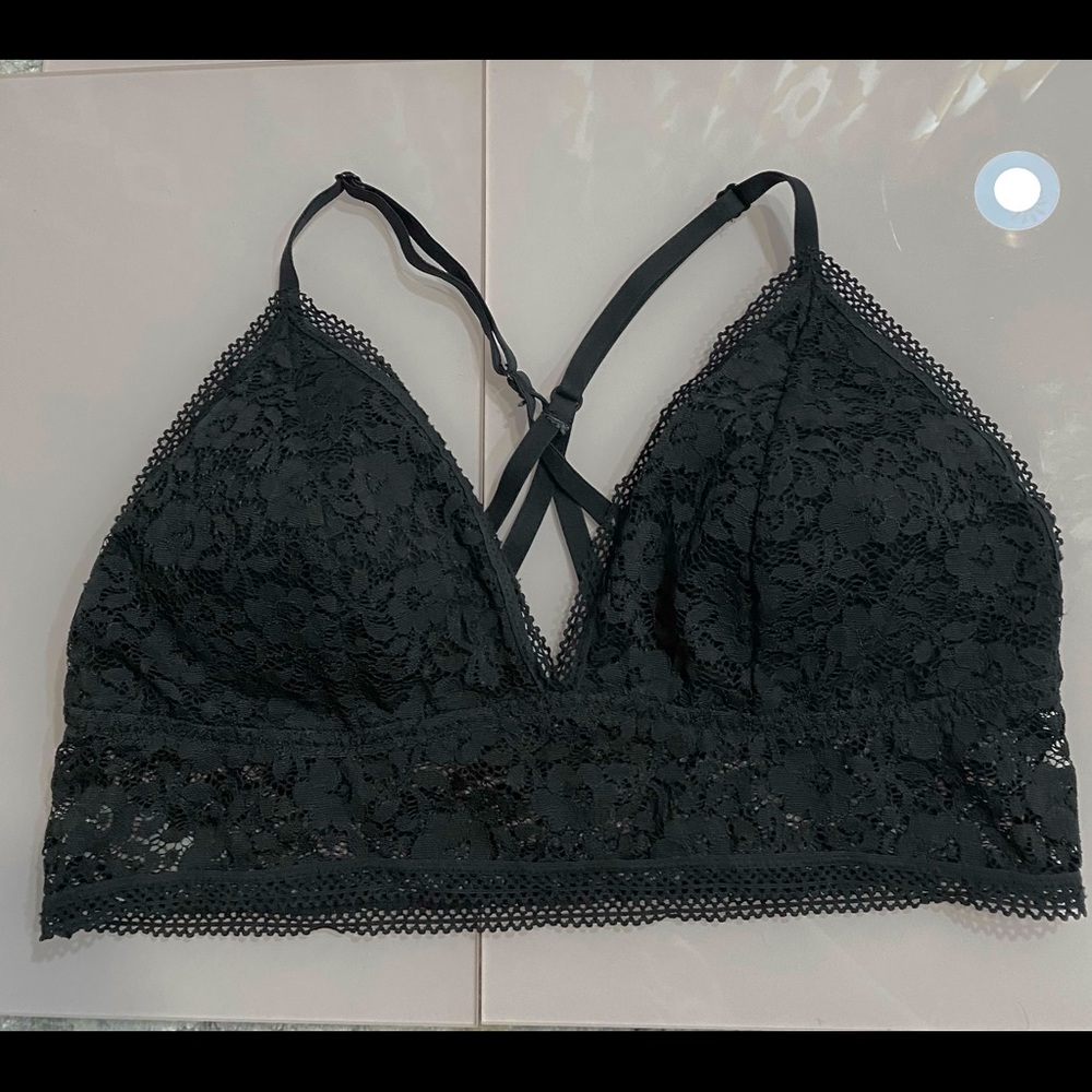 Xhilartion Long Line Black Lace Bralette